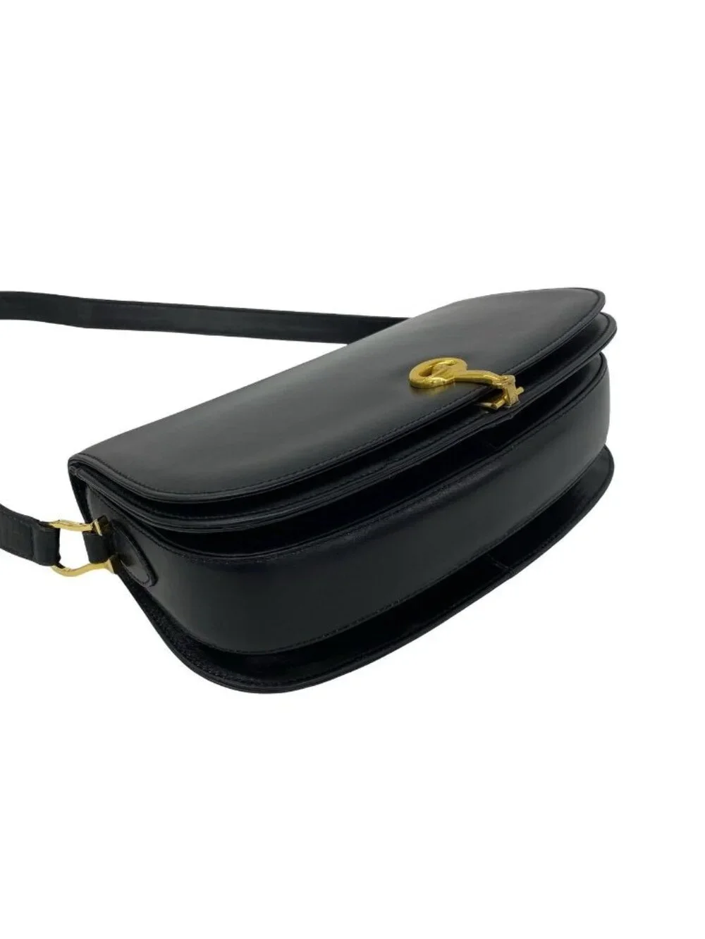 Gucci Vintage Horsebit Leather Shoulder Bag Pochette Black